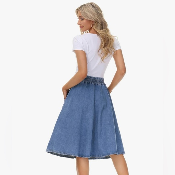Kancy Kole A-Line Blue Denim Full Skirt -NWT - Picture 4 of 11
